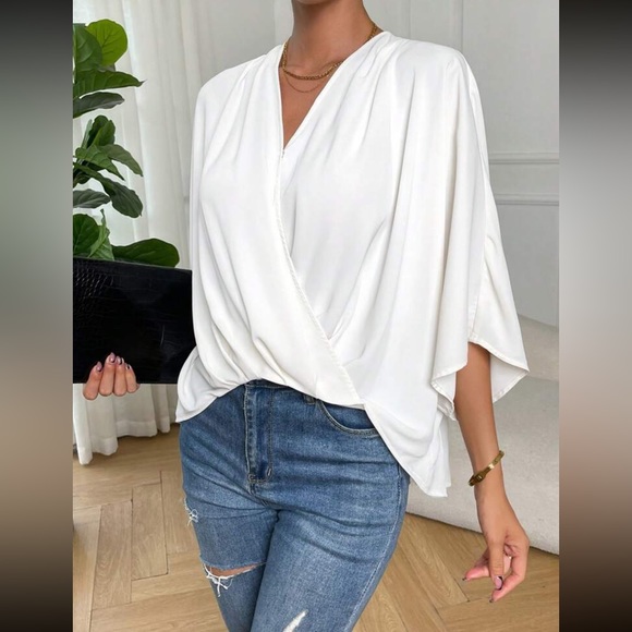 Boho batwing sleeve wrap blouse - Picture 6 of 14